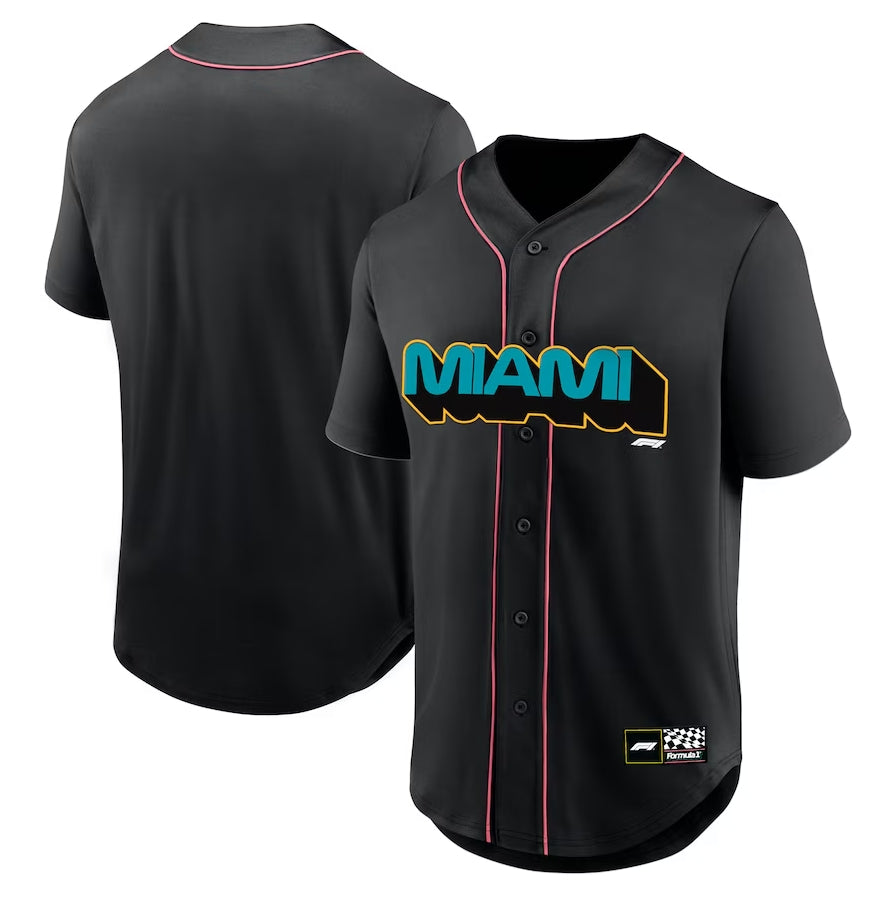 Miami Grand Prix Baseball Jersey - Black Stitched American College Jerseys - Main View