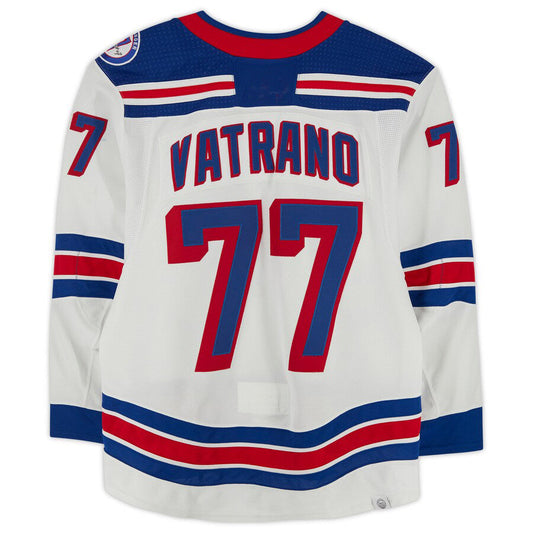 NY.Rangers #77 Frank Vatrano Fanatics Authentic Game-Used Set 3 Jersey Worn During Games Played Between March 20 and April 23, 2022 White Stitched American Hockey Jerseys - Main View