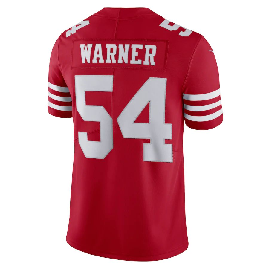 SF.49ers #54 Fred Warner Vapor Limited Jersey Scarlet Stitched American Football Jerseys - Main View