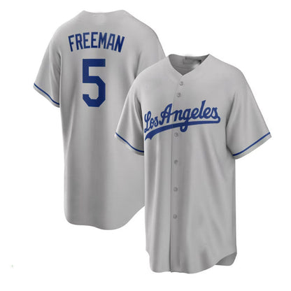 Los Angeles Dodgers #5 Freddie Freeman Road Replica Player Jersey - Gray Baseball Jerseys - Main View