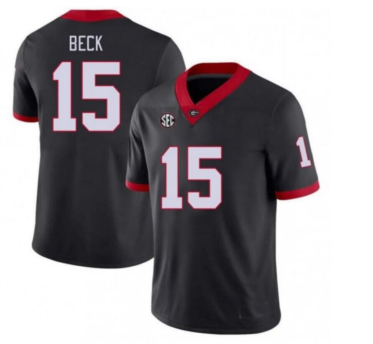 G.Bulldogs #15 Carson Beck Black College Football Jersey Stitched American College Jerseys - Main View