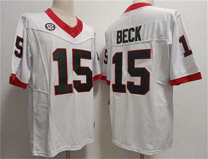 G.Bulldogs #15 Carson Beck White Stitched Jersey College Jerseys - Main View