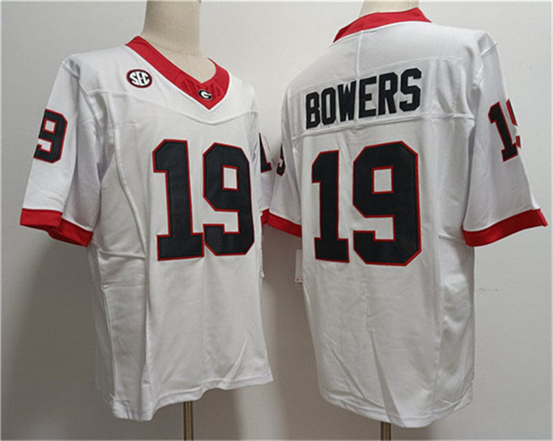 G.Bulldogs #19 Brock Bowers White Stitched Jersey College Jerseys - Main View