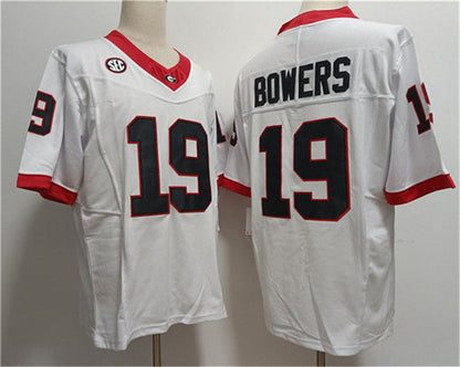 G.Bulldogs #19 Brock Bowers White Stitched Jersey College Jerseys - Main View