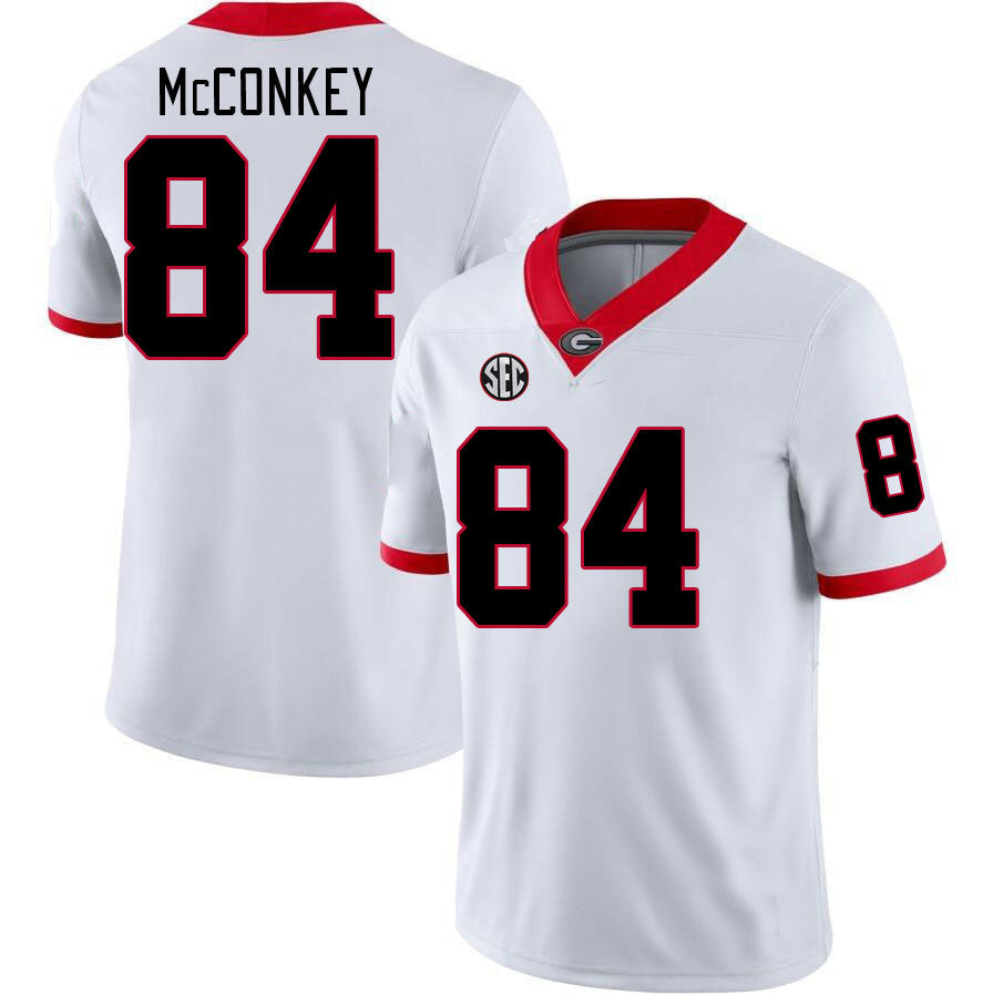 G.Bulldogs #84 Ladd McConkey White College Football Jersey Stitched American College Jersey - Main View