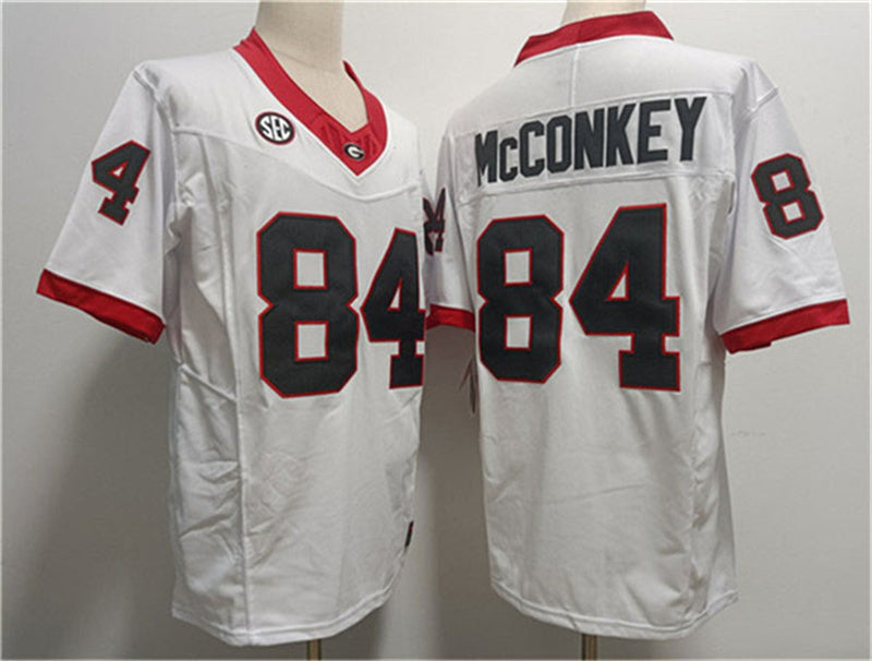 G.Bulldogs #84 Ladd McConkey White Stitched Jersey College Jerseys - Main View