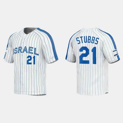 #21 GARRETT STUBBS ISRAEL BASEBALL 2023 WORLD BASEBALL CLASSIC JERSEY ¨C WHITE Stitches Baseball Jerseys - Main View