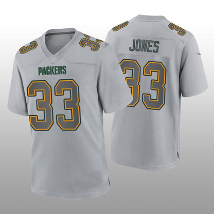 GB.Packers #33 Aaron Jones Gray Atmosphere Game Jersey Stitched American Football Jerseys - Main View
