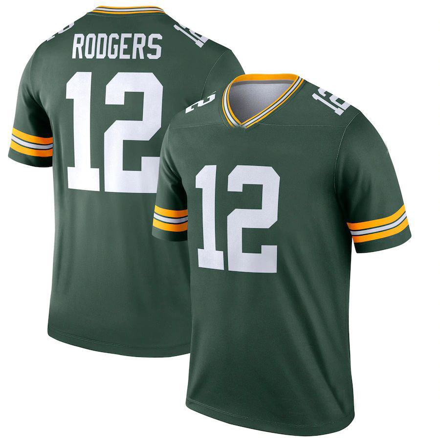 GB.Packers #12 Aaron Rodgers  Green Legend Jersey Stitched American Football Jerseys - Main View