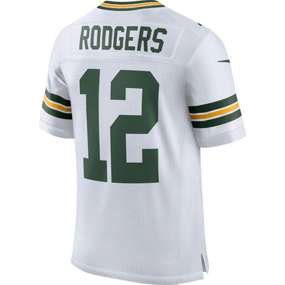 GB.Packers #12 Aaron Rodgers White Classic Elite Player Jersey Stitched American Football Jerseys - Main View