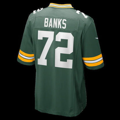 GB.Packers #72 Brant Banks Green Team Game American Football Jerseys - Main View