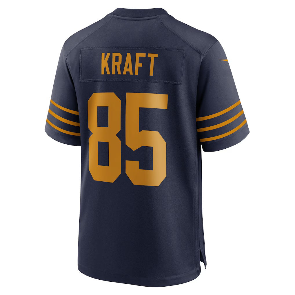 GB.Packers #85 Tucker Kraft Navy Alternate Game American Football Jerseys - Main View