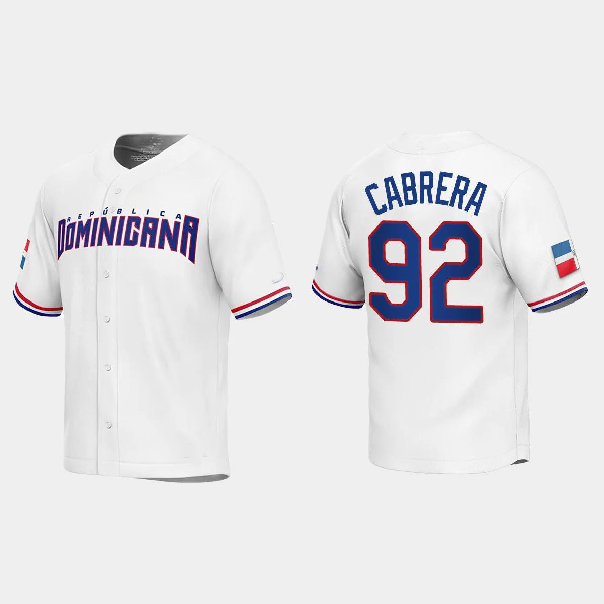 #92 GENESIS CABRERA DOMINICAN REPUBLIC BASEBALL 2023 WORLD BASEBALL CLASSIC REPLICA JERSEY ¨C WHITE Stitches Baseball Jerseys - Main View