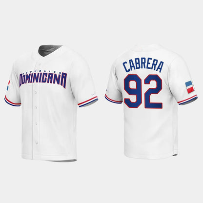 #92 GENESIS CABRERA DOMINICAN REPUBLIC BASEBALL 2023 WORLD BASEBALL CLASSIC REPLICA JERSEY ¨C WHITE Stitches Baseball Jerseys - Main View