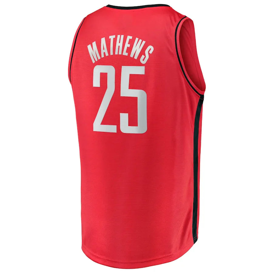 H.Rockets #25 Garrison Mathews Fanatics Branded 2021-22 Fast Break Replica Jersey Icon Edition Red Stitched American Basketball Jersey - Main View