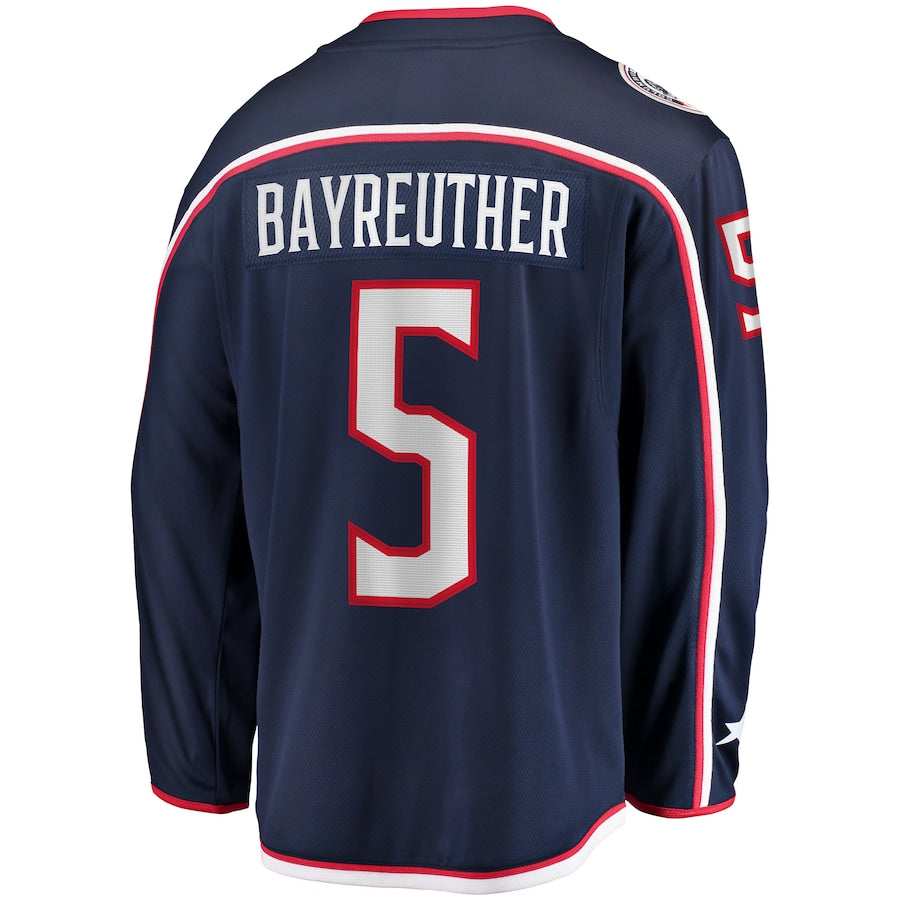 C.Blue Jackets #5 Gavin Bayreuther Fanatics Branded Home Breakaway Player Jersey Navy Stitched American Hockey Jerseys - Main View