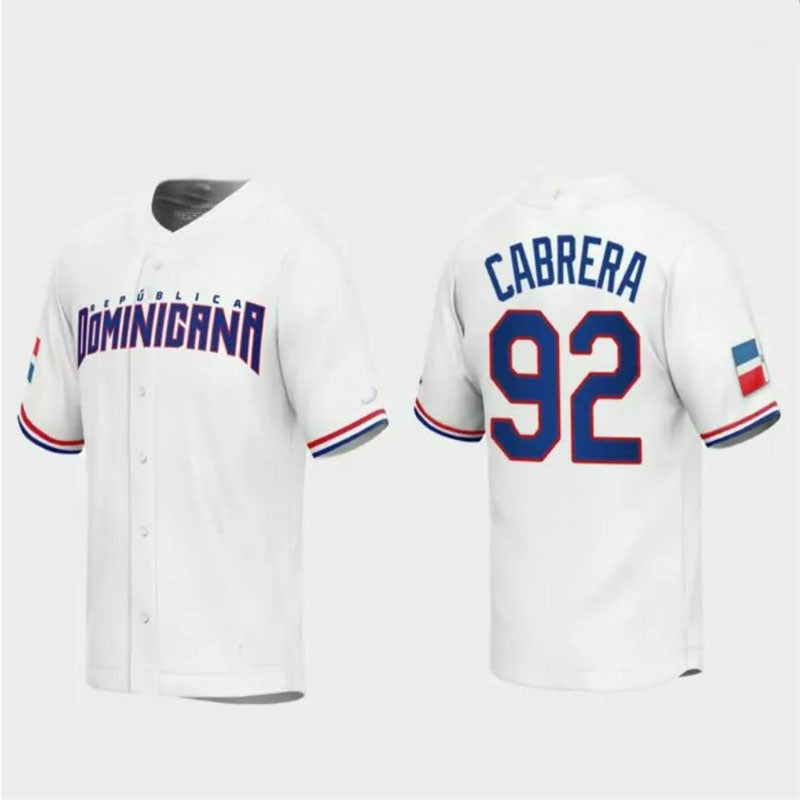 #92 Genesis Cabrera Dominican Republic Baseball 2023 World Baseball Classic Replica Jersey ¨C White Stitches Baseball Jerseys - Main View