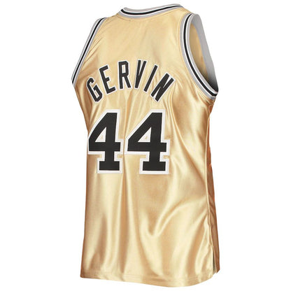 S.Antonio Spurs #44 George Gervin Mitchell & Ness 75th Anniversary 1977-78 Hardwood Classics Swingman Jersey  Gold Stitched American Basketball Jersey - Main View