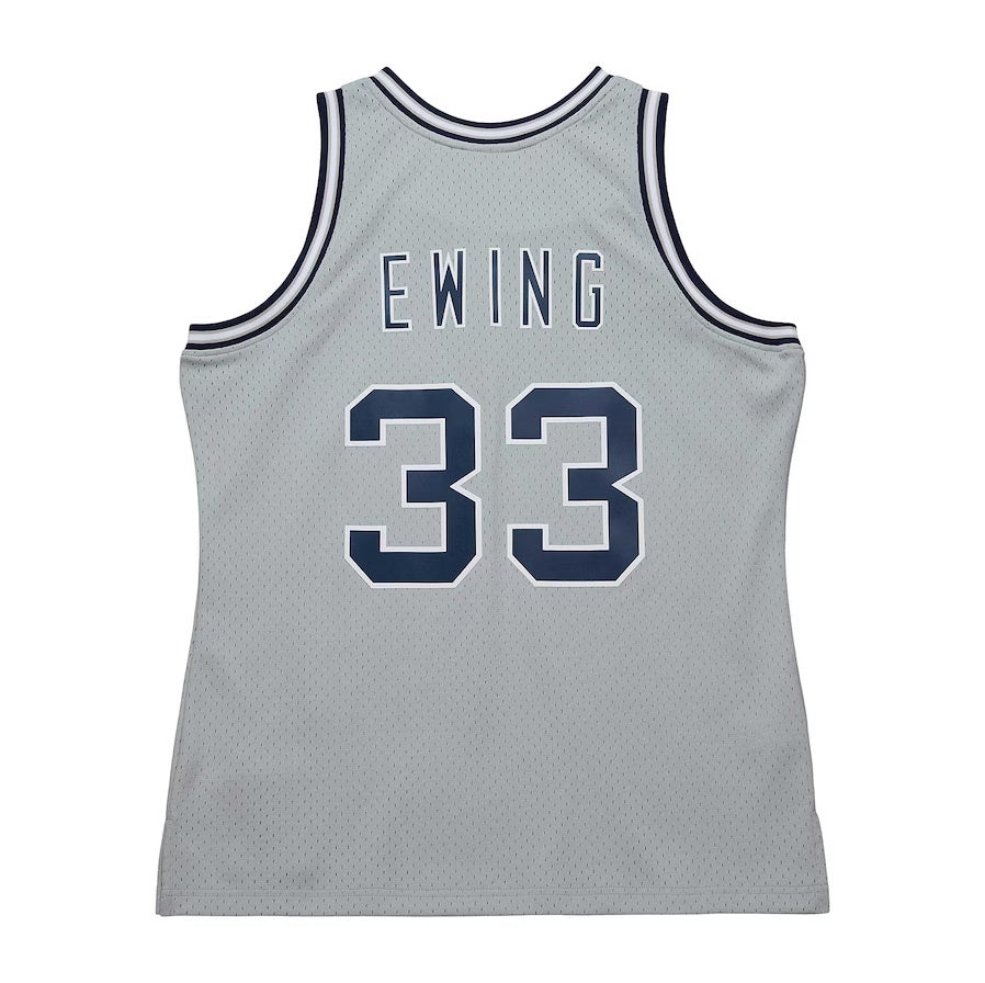 G.Hoyas #33 Patrick Ewing Mitchell & Ness 1983-84 Swingman Player Jersey - Gray Stitched American College Jerseys - Main View