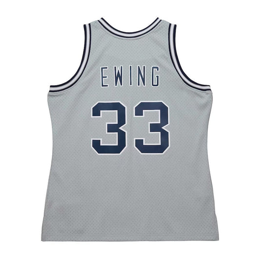 G.Hoyas #33 Patrick Ewing Mitchell & Ness 1983-84 Swingman Player Jersey - Gray Stitched American College Jerseys - Main View