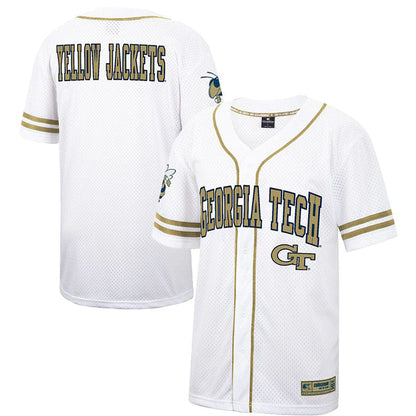GATech Yellow Jackets Colosseum Free Spirited Baseball Jersey White Stitched American College Jerseys - Main View