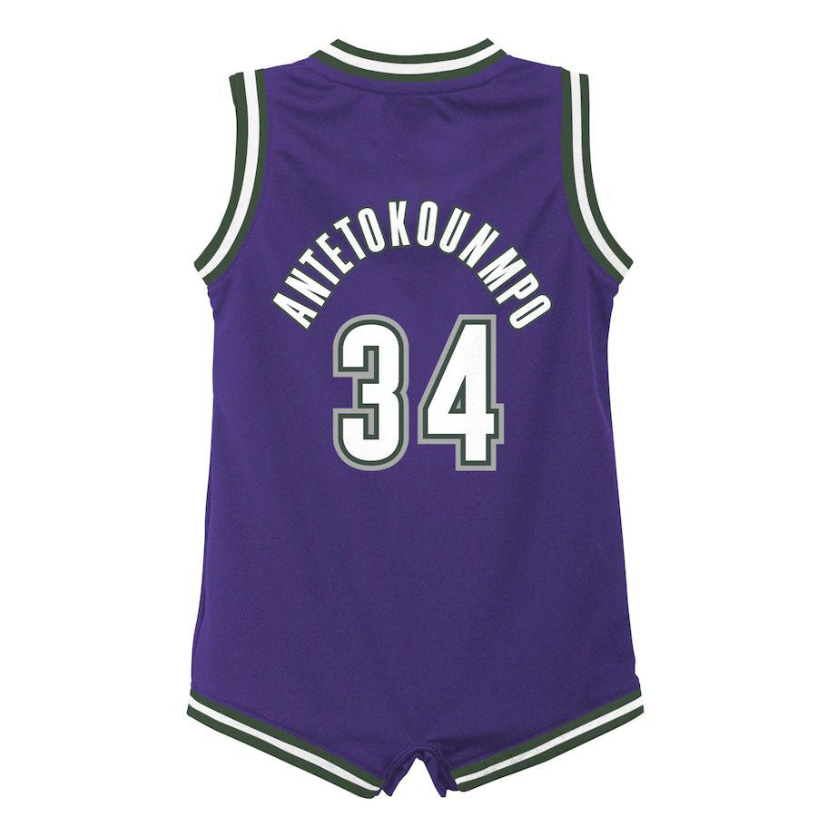 M.Bucks #34 Giannis Antetokounmpo Infant 2022-23 Swingman Jersey Purple Classic Edition Stitched American Basketball Jersey - Main View