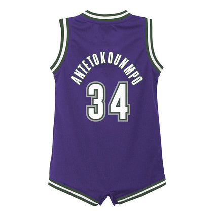 M.Bucks #34 Giannis Antetokounmpo Infant 2022-23 Swingman Jersey Purple Classic Edition Stitched American Basketball Jersey - Main View