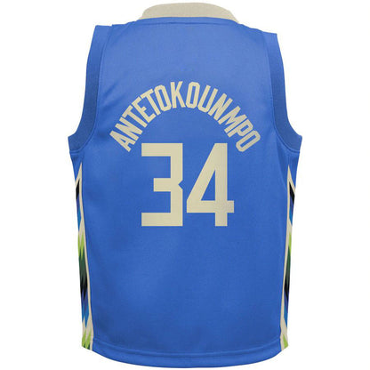 M.Bucks #34 Giannis Antetokounmpo Toddler 2022-23 Replica Jersey City Edition  Royal Stitched American Basketball Jersey - Main View