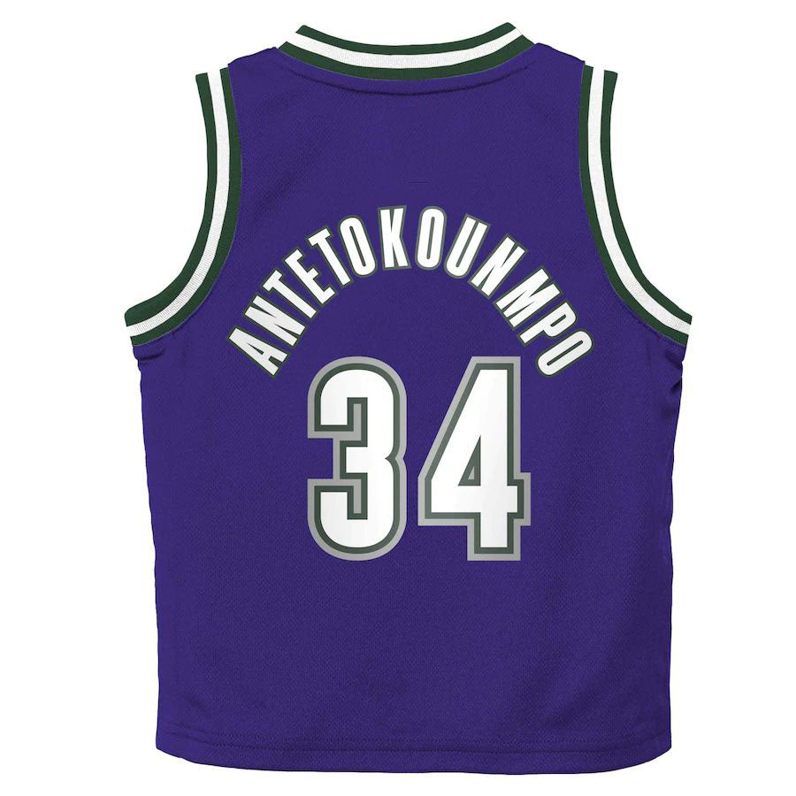 M.Bucks #34 Giannis Antetokounmpo Toddler 2022-23 Swingman Jersey Purple Classic Edition Stitched American Basketball Jersey - Main View