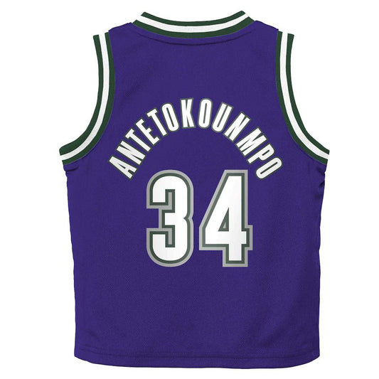M.Bucks #34 Giannis Antetokounmpo Toddler 2022-23 Swingman Jersey Purple Classic Edition Stitched American Basketball Jersey - Main View