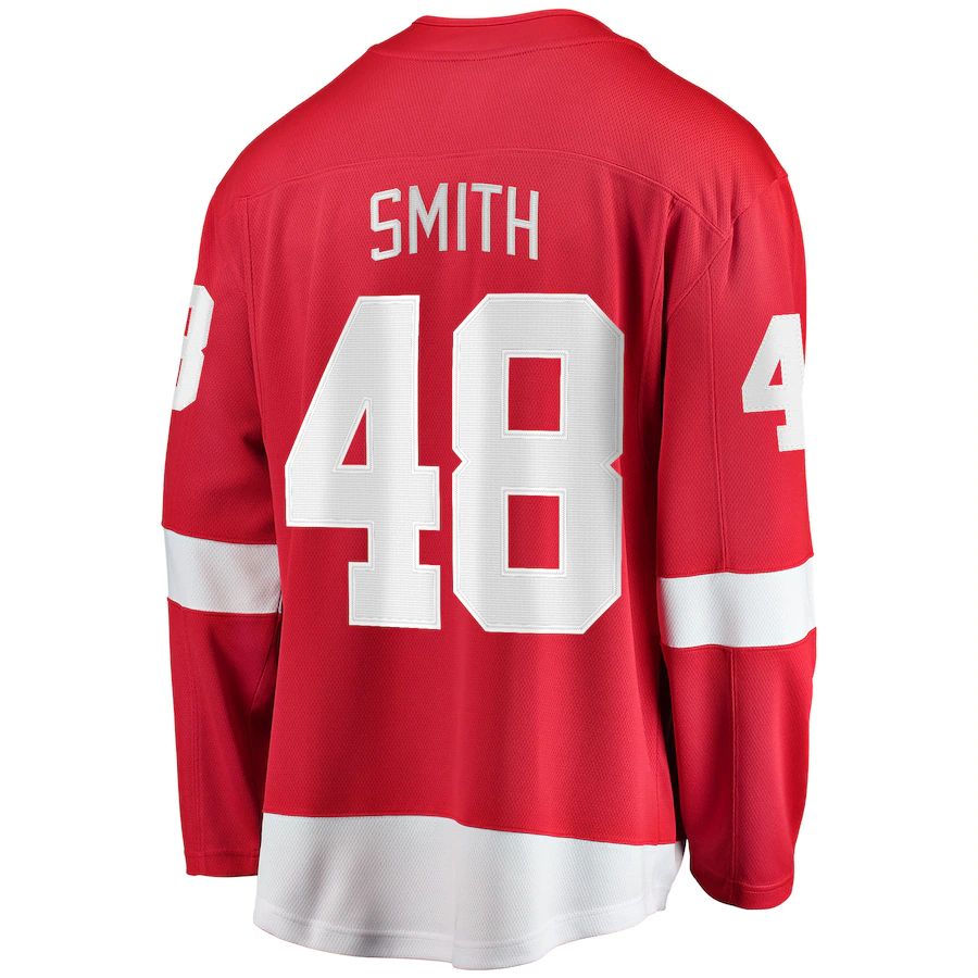D.Red Wings #48 Givani Smith Fanatics Branded Home Breakaway Player Jersey Red Stitched American Hockey Jerseys - Main View