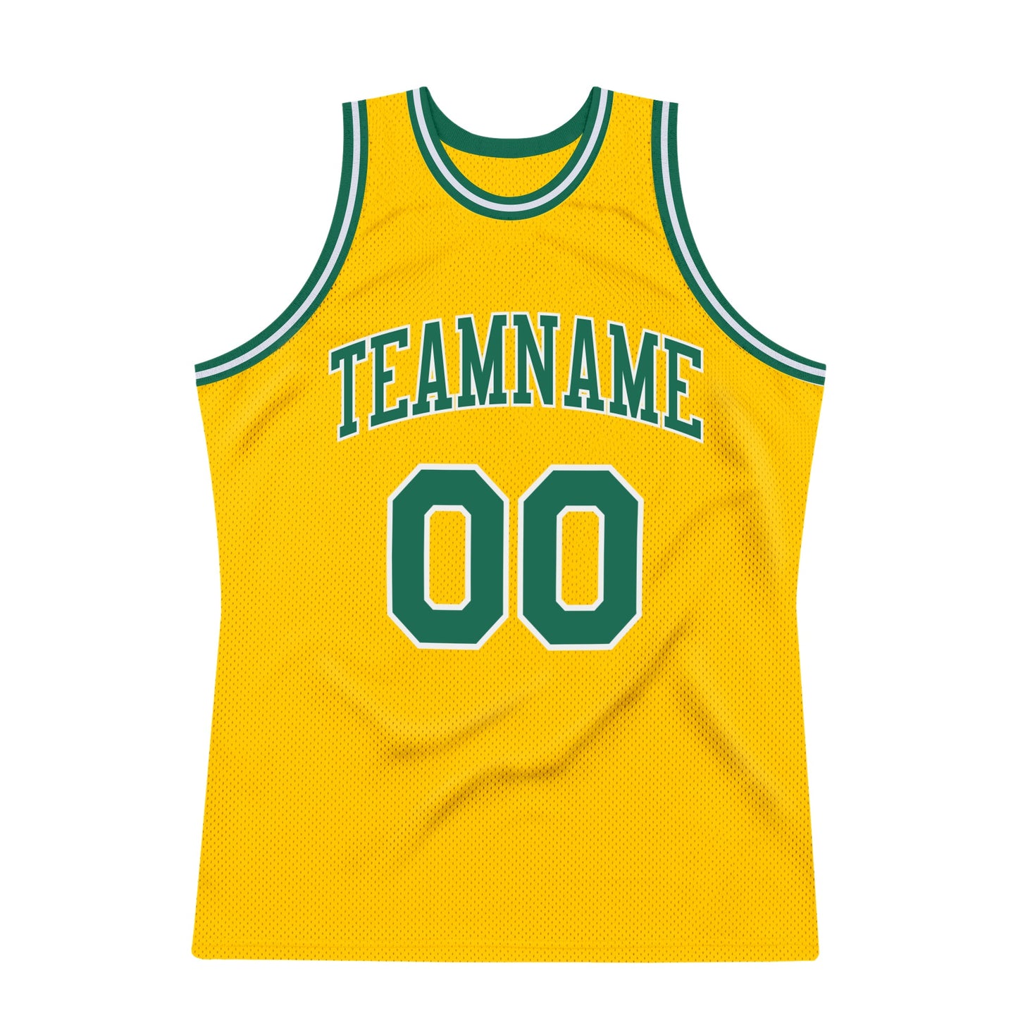 Custom Gold Kelly Green-White Authentic Throwback Basketball Jersey view 7