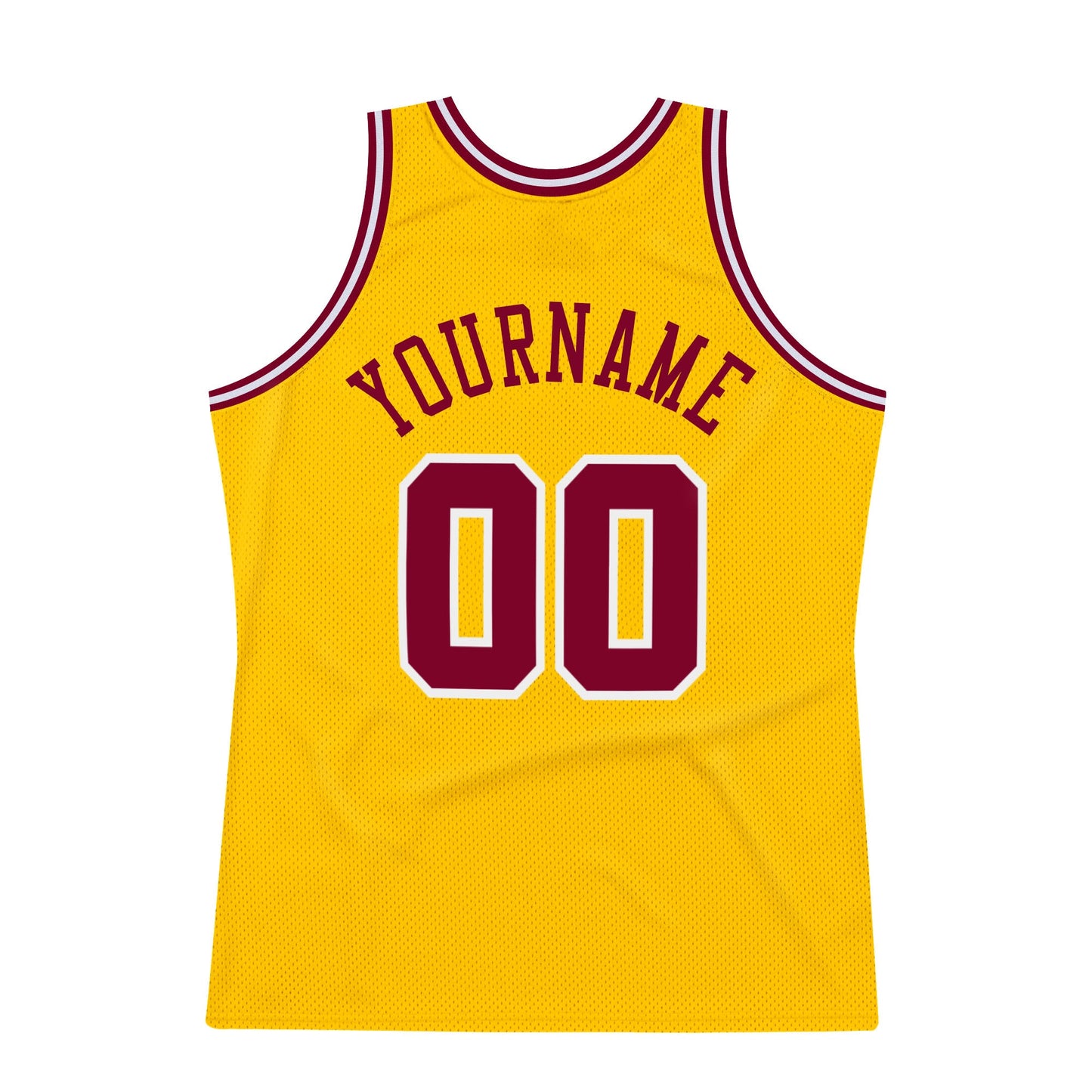 Custom Gold Maroon-White Authentic Throwback Basketball Jersey view 6