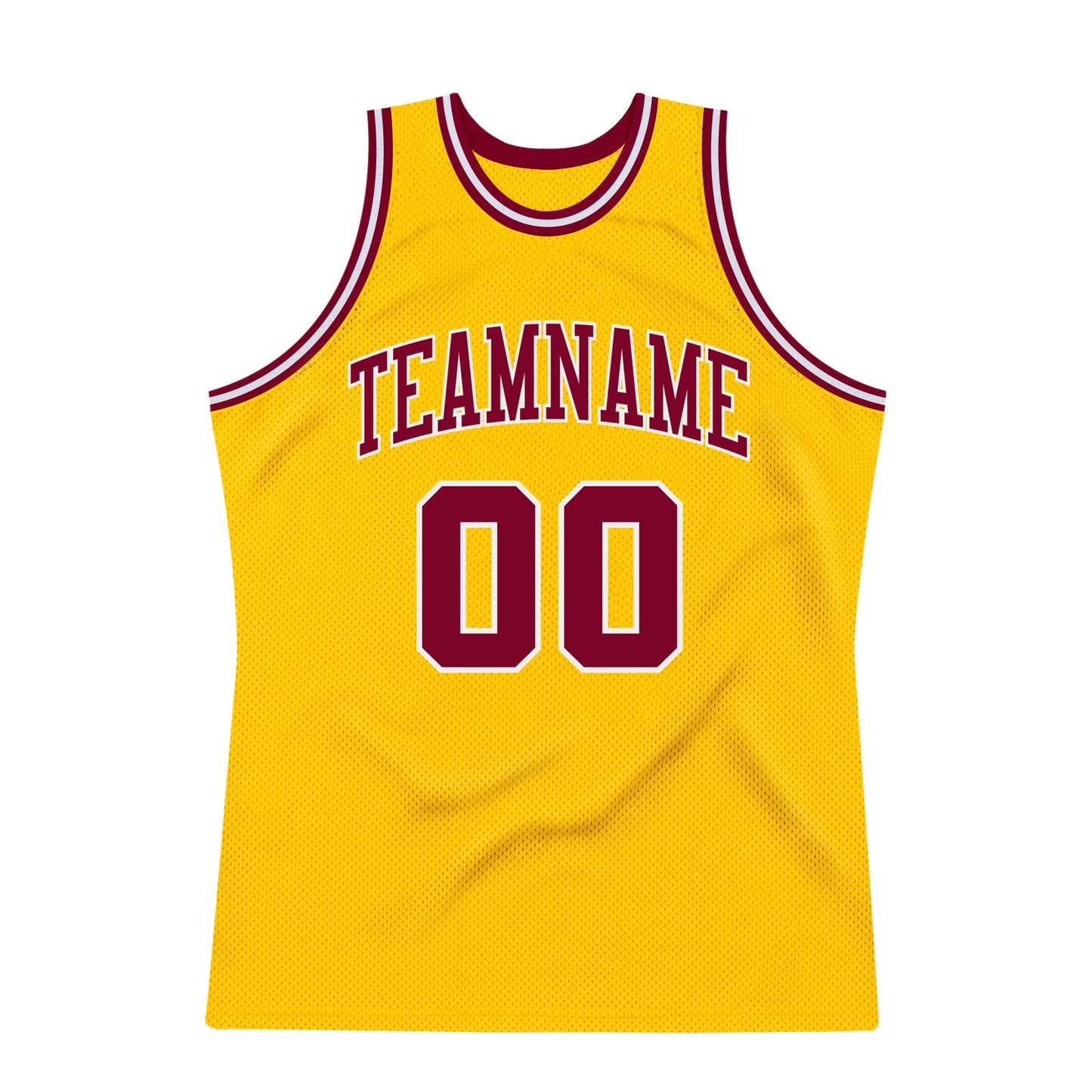 Custom Gold Maroon-White Authentic Throwback Basketball Jersey view 7