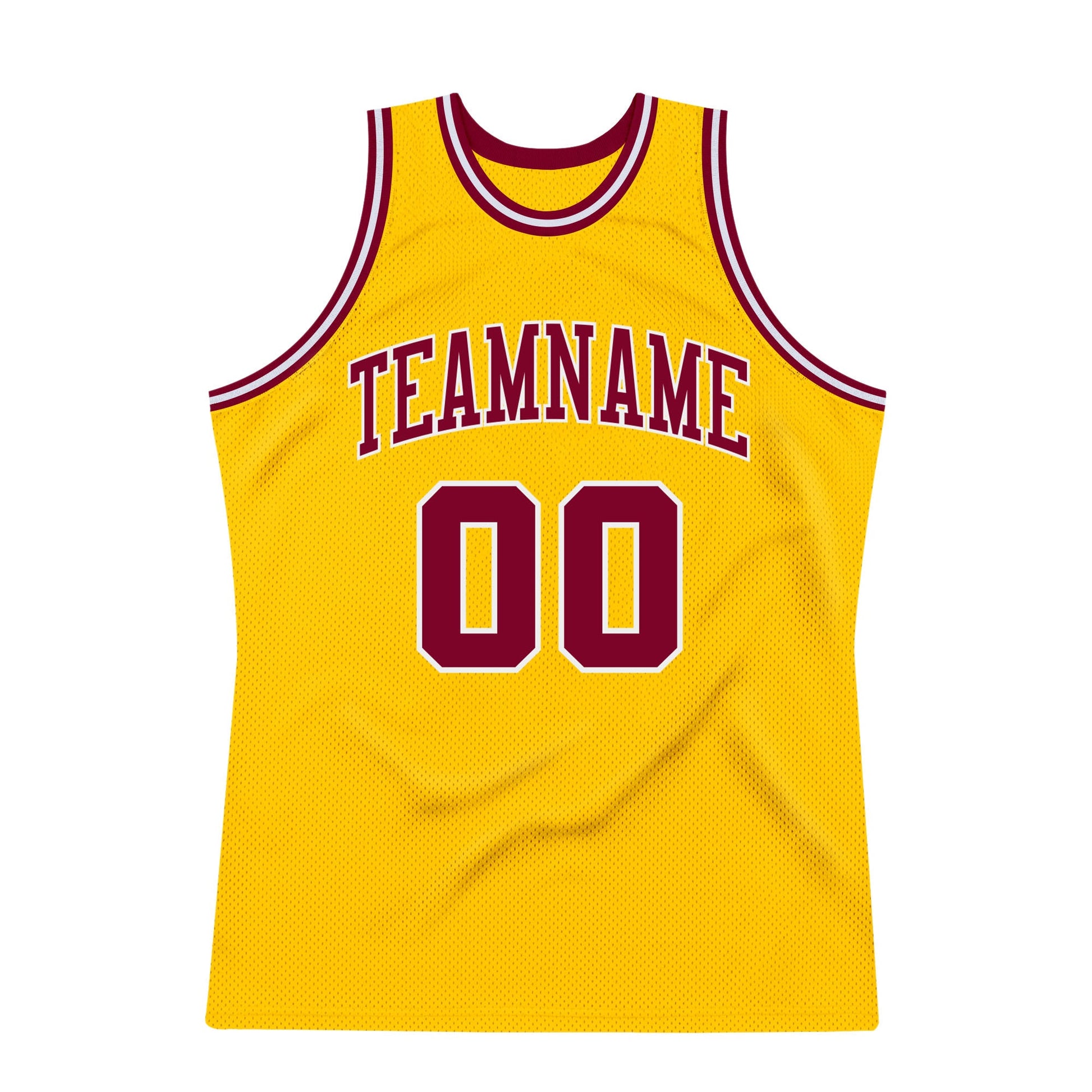 Custom Gold Maroon-White Authentic Throwback Basketball Jersey view 7