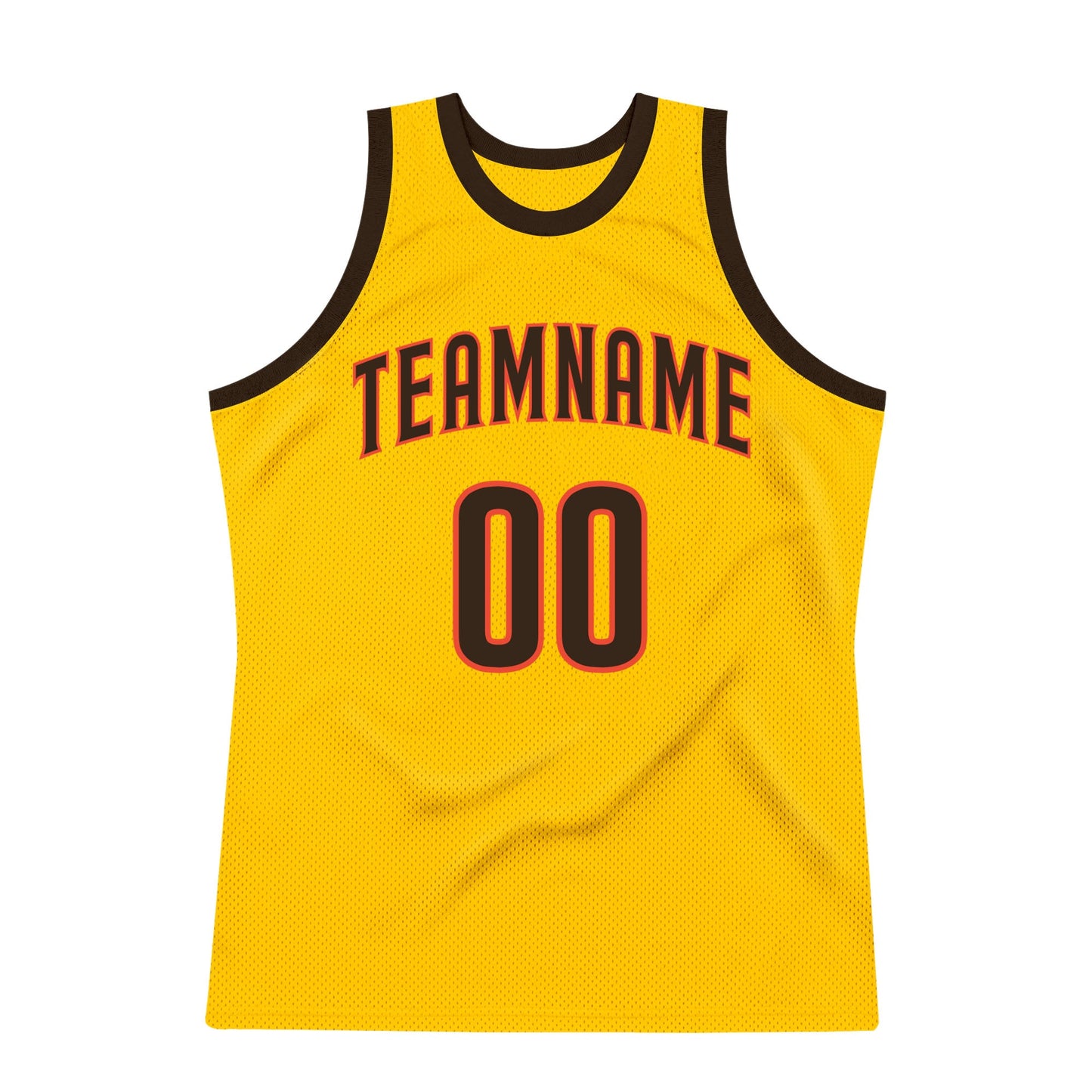 Custom Gold Brown-Orange Authentic Throwback Basketball Jersey view 7