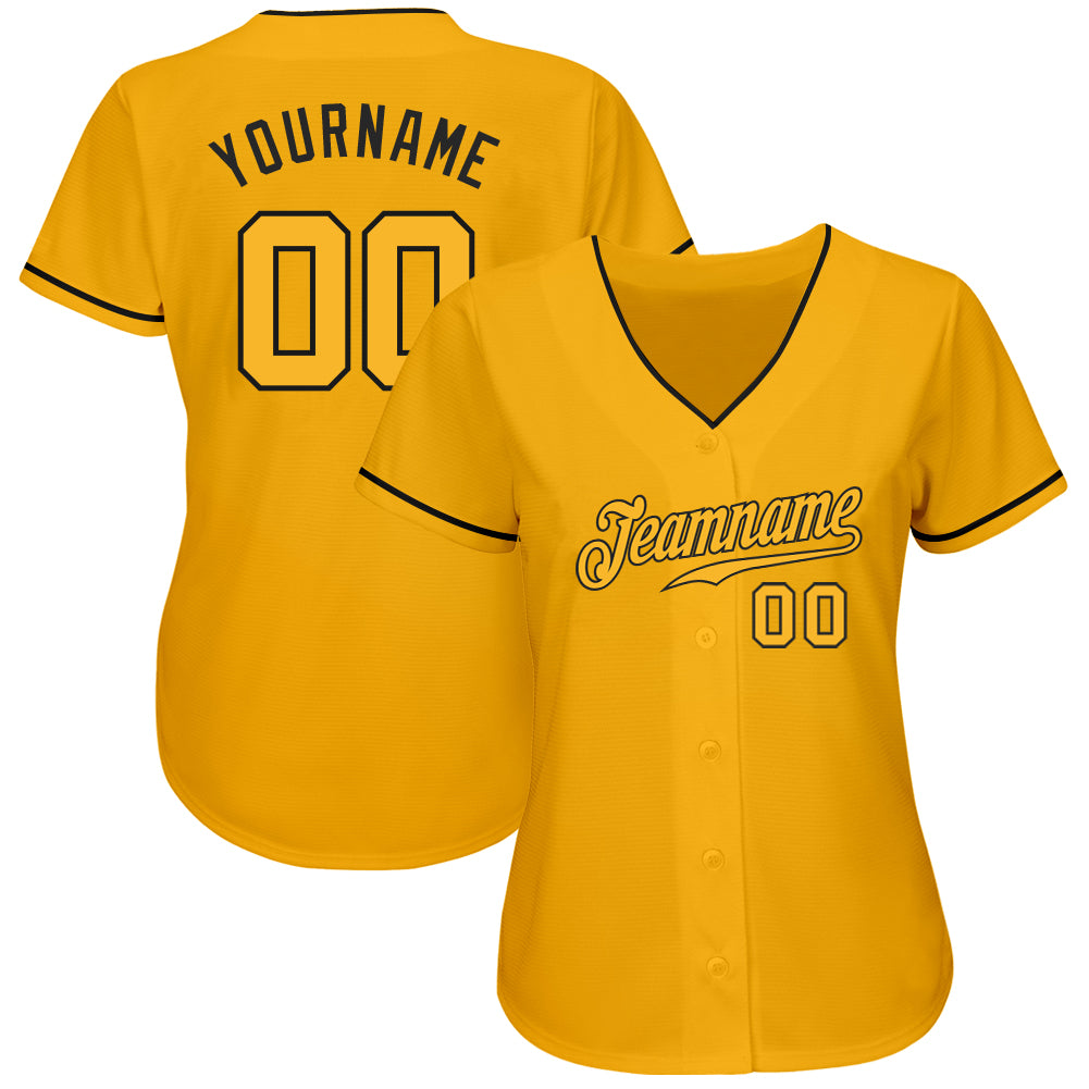 Custom Gold Gold-Black Authentic Baseball Jersey view 2