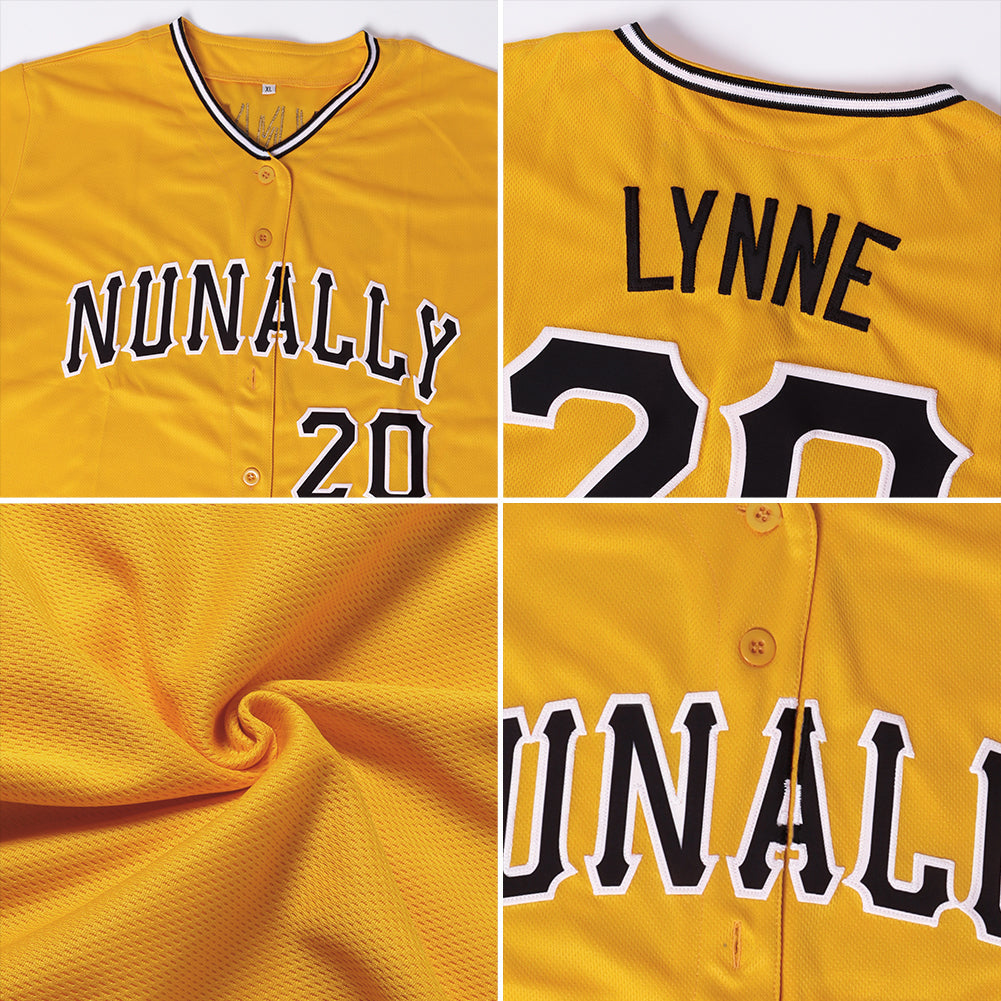 Custom Gold Gold-Black Authentic Baseball Jersey view 6