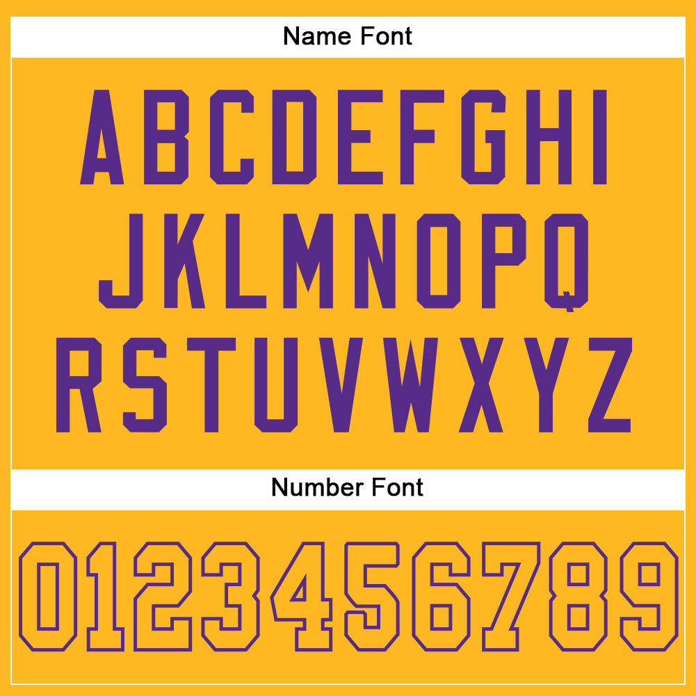 Custom Gold Gold-Purple Mesh Authentic Football Jersey view 4