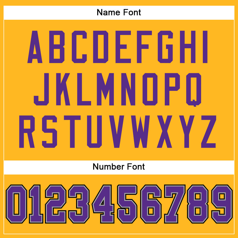 Custom Gold Purple-Black Mesh Authentic Football Jersey view 4