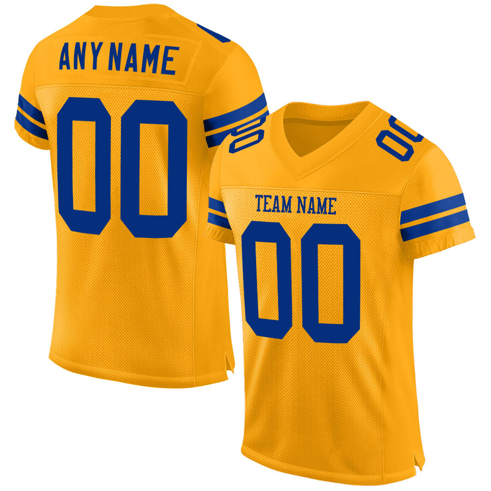 Custom Gold Royal Mesh Authentic Football Jersey - Main View