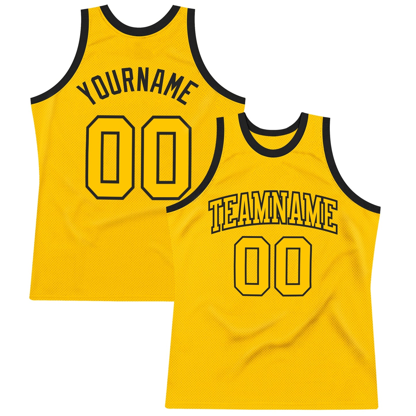 Custom Gold Gold-Black Authentic Throwback Basketball Jersey - Main View