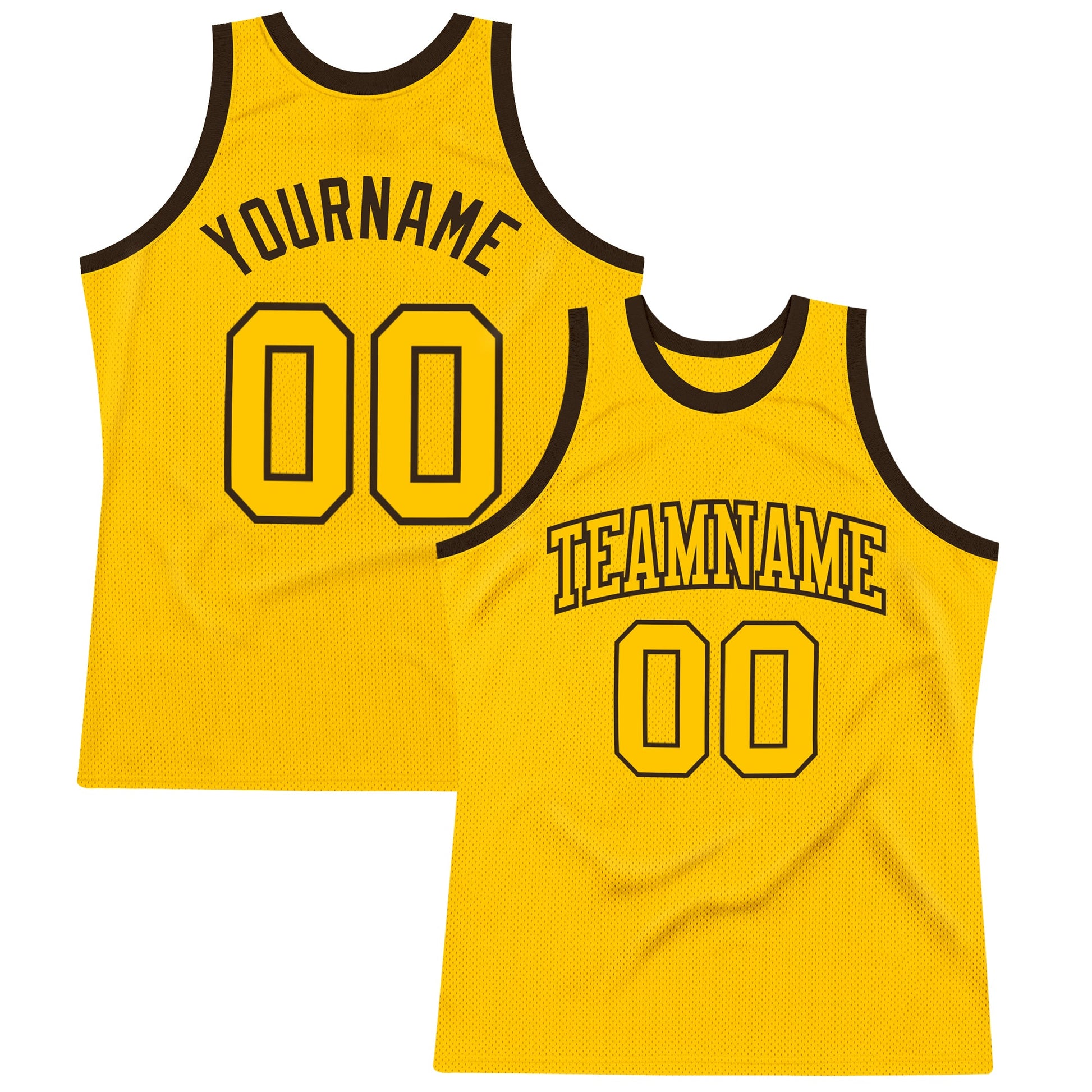 Custom Gold Gold-Brown Authentic Throwback Basketball Jersey - Main View