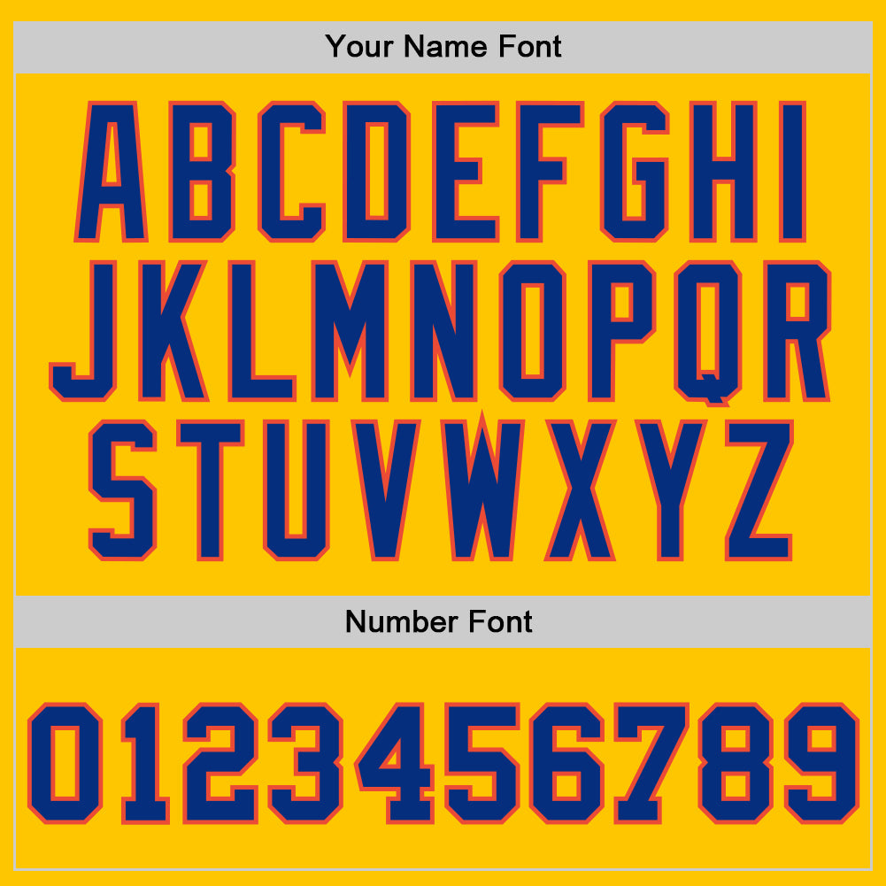 Custom Gold Royal-Orange Authentic Throwback Basketball Jersey view 3