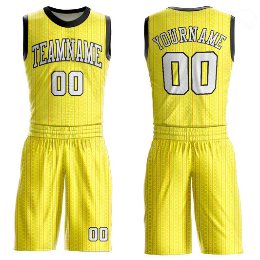 Custom Gold White-Black Round Neck Sublimation Basketball Uniform Jersey - Main View