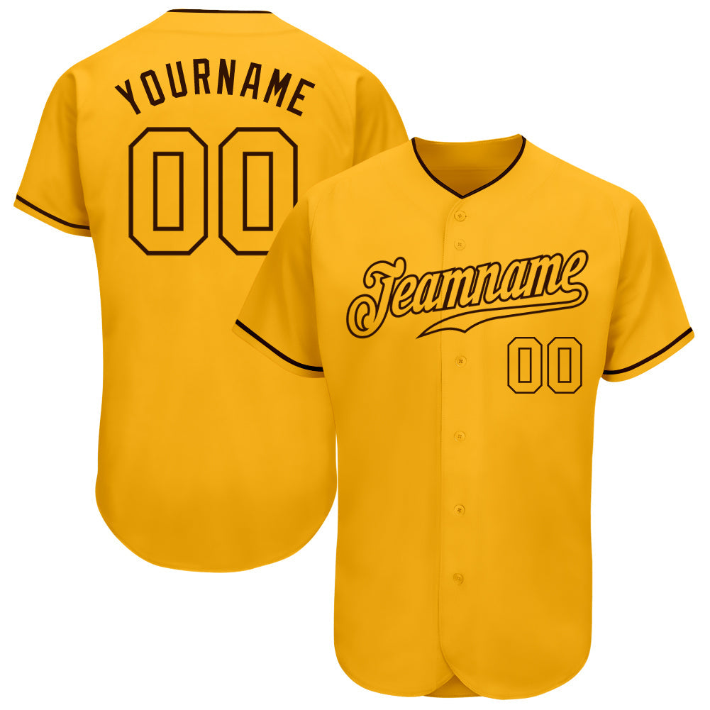 Custom Gold Gold-Brown Authentic Baseball Jersey - Main View