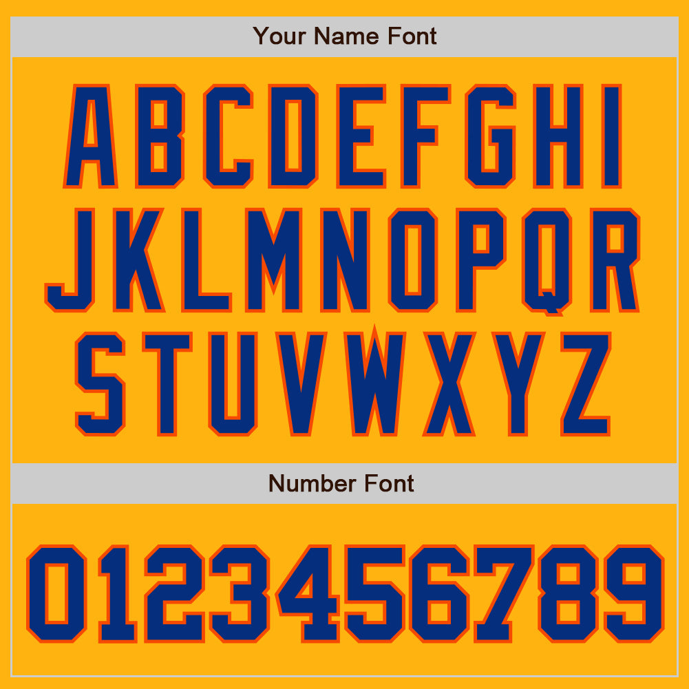 Custom Gold Royal-Orange Authentic Baseball Jersey view 5