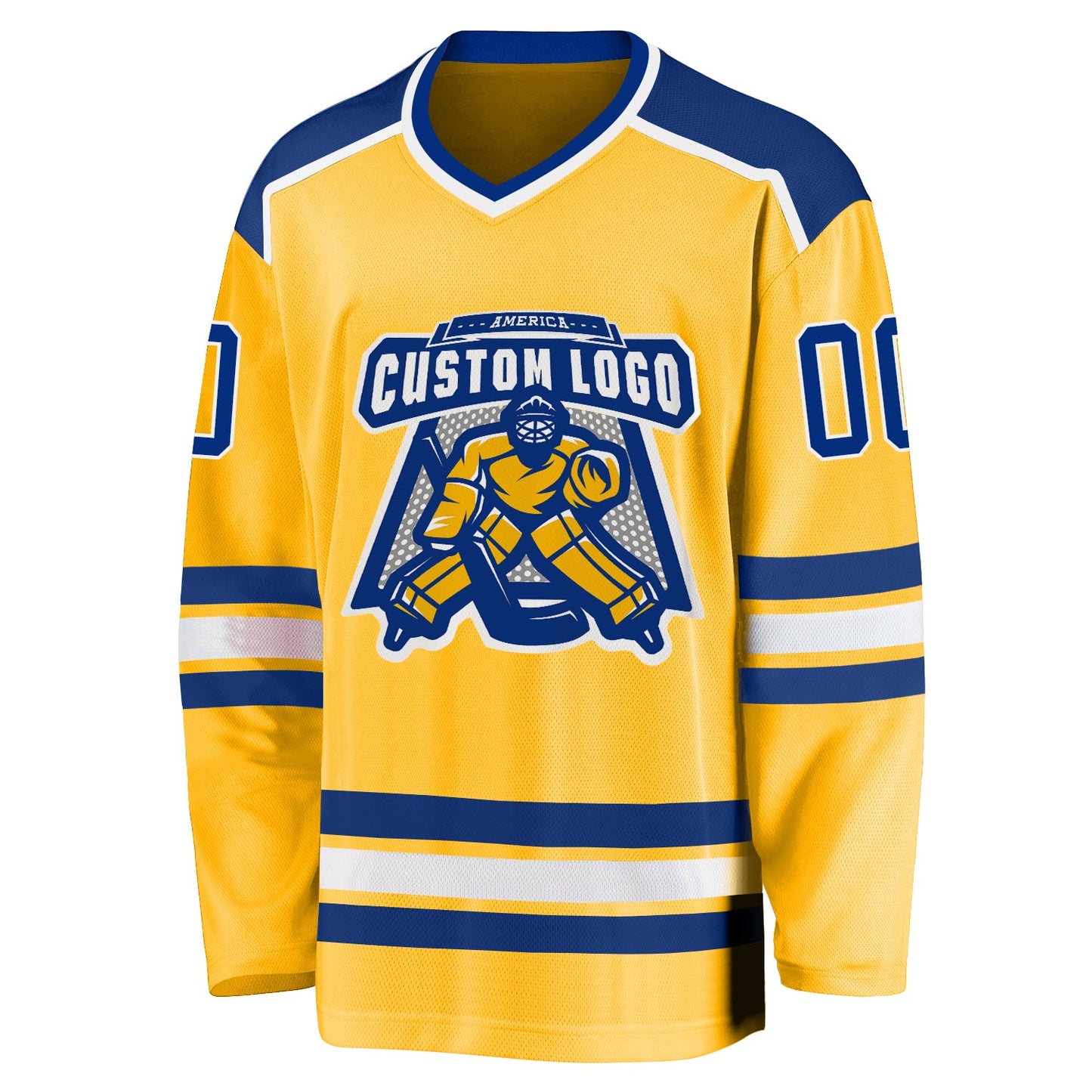 Custom Gold Royal-White Hockey Jersey view 2