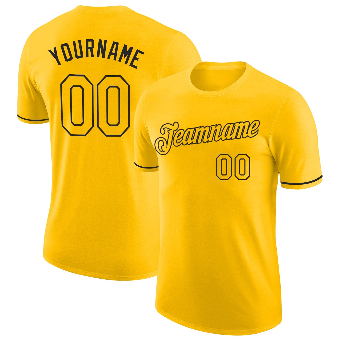 Custom Gold Gold-Black Performance T-Shirt - Main View