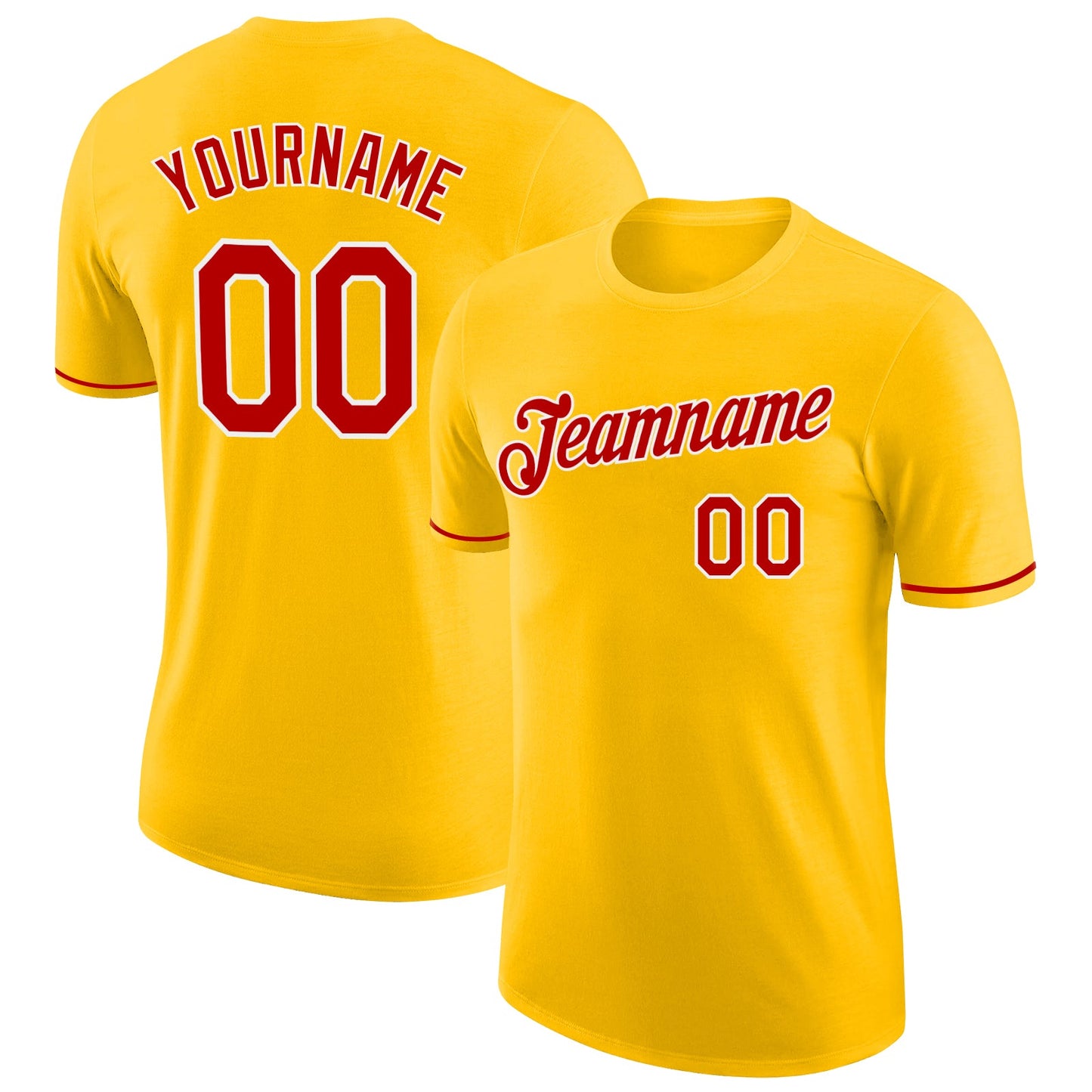 Custom Gold Red-White Performance T-Shirt - Main View